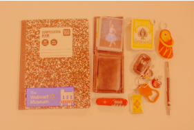 knolled contents of backpack